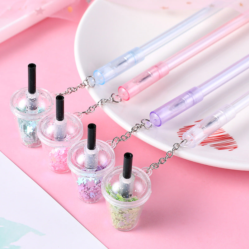 Wholesale Plastic Milk Tea Cup Pendant Gel Pen